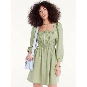 Cinched waist cotton poplin dress